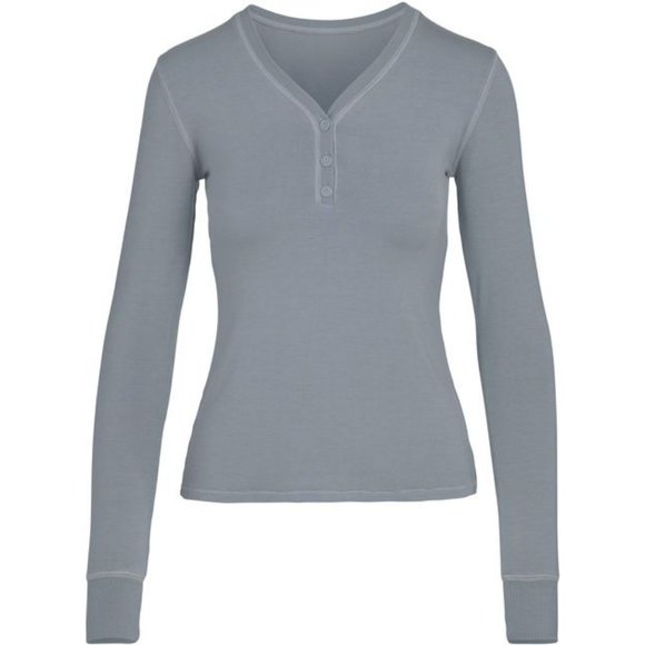Skims Tops - SKIMS Henley sleep shirt GREY
